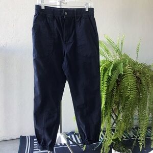 Michael Stars Admiral Stretch twill Navy joggers Size S Front button & zip NWT